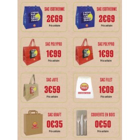 Adhésif "PRIX SACS" - vinyle monomère mat colle standard pré-découpe coins arrondis